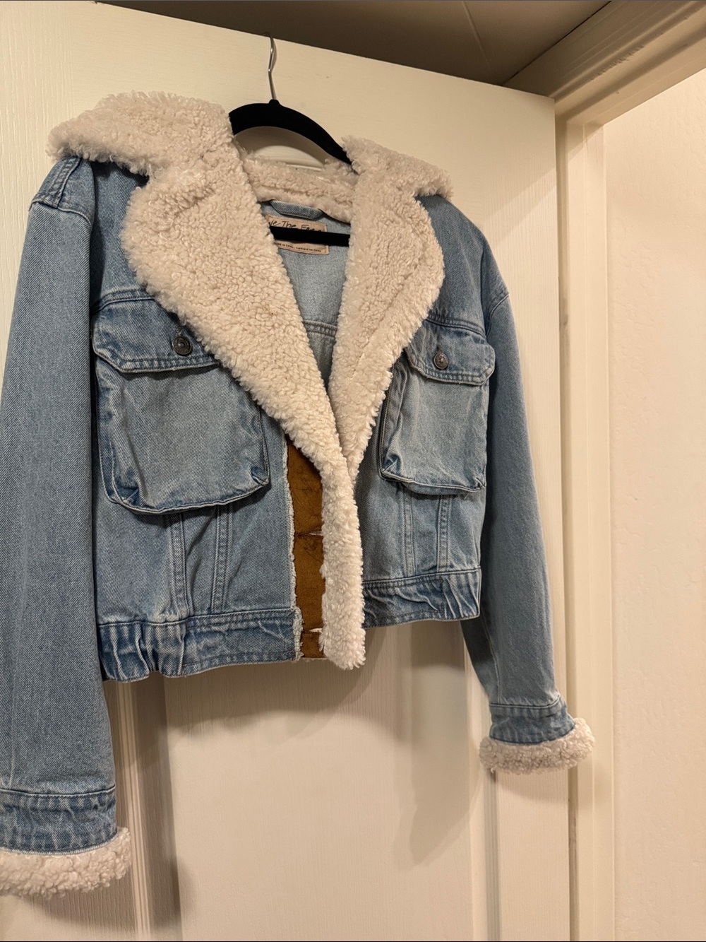 We The Free Light Blue Sherpa-Lined Denim Jacket - Women's